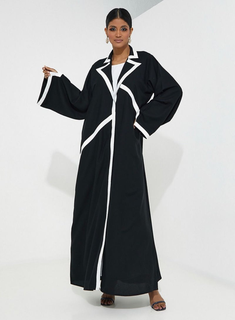 Rosette Abaya Black & White Design Abaya - Image 3