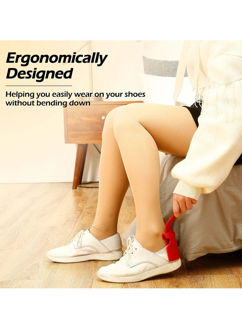 Barakah 4 Pieces Lazy Shoe Helper Portable Sock Shoe Slider Travel Handled Shoe Horn Shoe Lifting Wearing Helper Tool Easy on Easy Off Plastic Shoehorn One Size Fits Most Shoes All Age, Blue/Red - Image 4