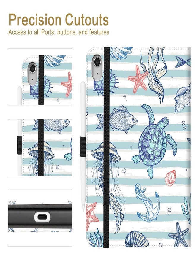 Vimorco Case for iPad (A16) 11th Generation 2025, for iPad 11th/10th Generation Case, Pencil Holder & Hand Strap & Pocket, Multiple Stand Protector PU Leather Cover, Auto Wake/Sleep, Marine Animal - Image 4