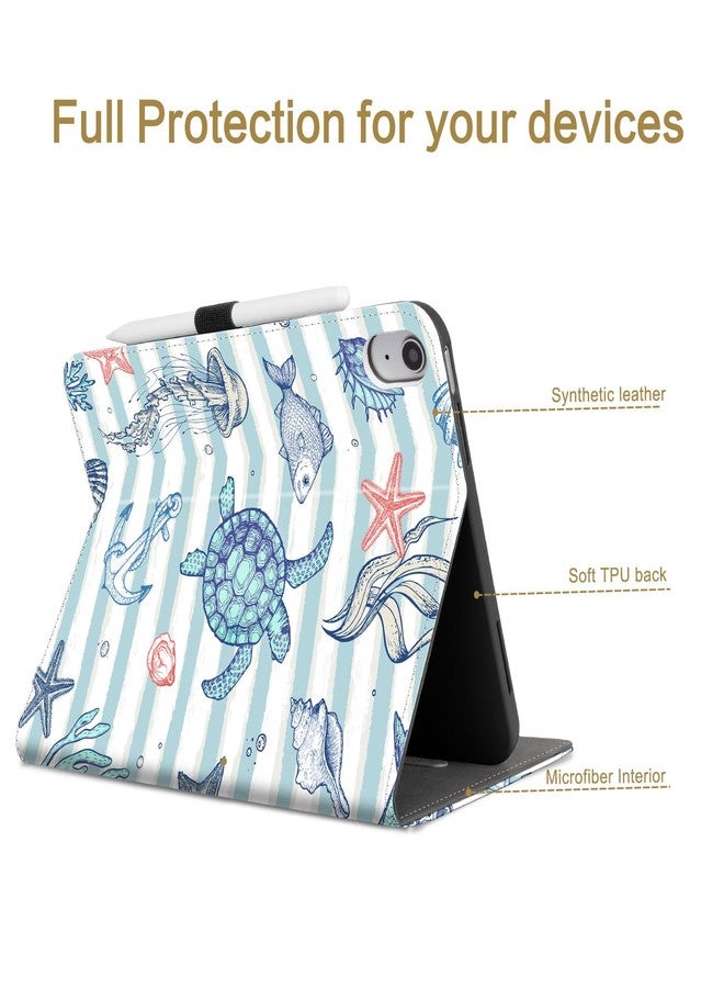 Vimorco Case for iPad (A16) 11th Generation 2025, for iPad 11th/10th Generation Case, Pencil Holder & Hand Strap & Pocket, Multiple Stand Protector PU Leather Cover, Auto Wake/Sleep, Marine Animal - Image 3