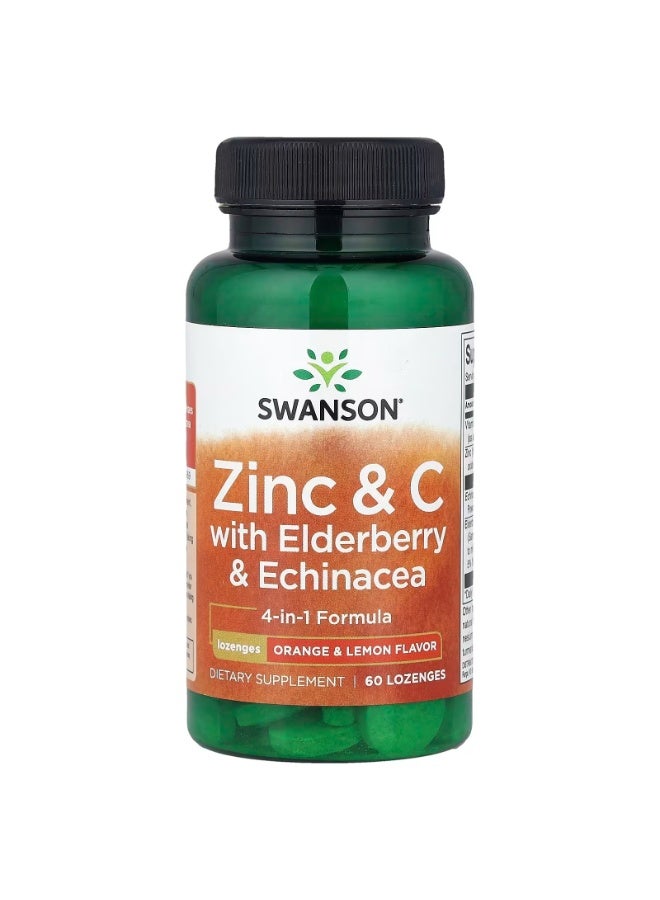 Zinc & C with Elderberry & Echinacea, Orange & Lemon, 60 Lozenges