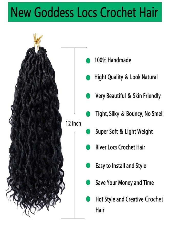 شعر كروشيه Goddess Locs بطول 12 بوصة، 6 عبوات، شعر كروشيه صناعي للنساء، شعر كروشيه مُجهز مسبقًا، وصلات شعر ناعمة على طراز River Locs (6 عبوات، 1B#) - Image 3
