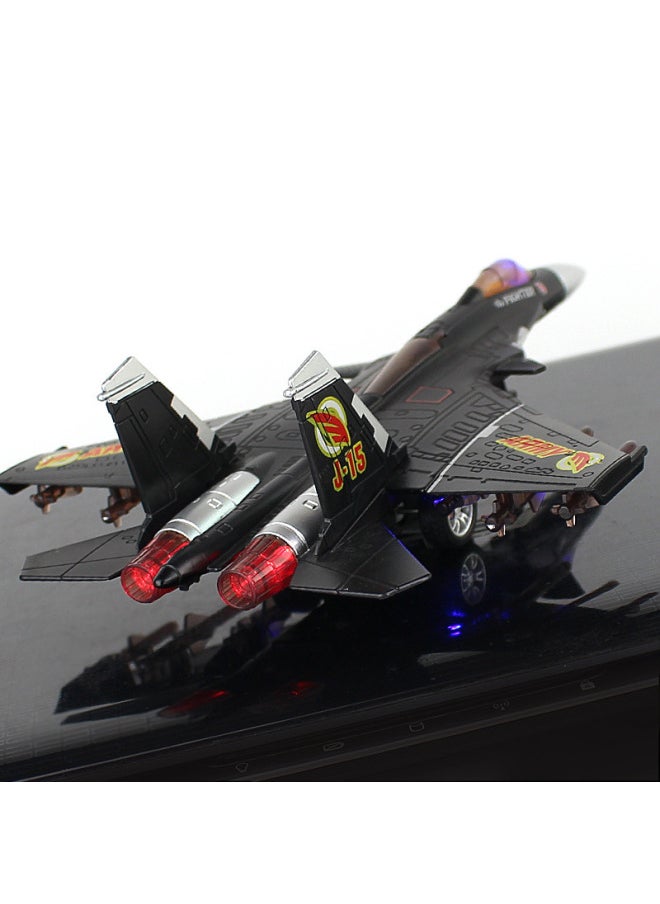Five Generation Fighter J20F22F16J15 Alloy Fighter Model Pull Back Sound Children's Toys Desktop Ornaments-Color:J-31 Black  - Image 4