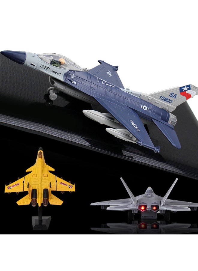 Five Generation Fighter J20F22F16J15 Alloy Fighter Model Pull Back Sound Children's Toys Desktop Ornaments-Color:J-31 Black  - Image 3