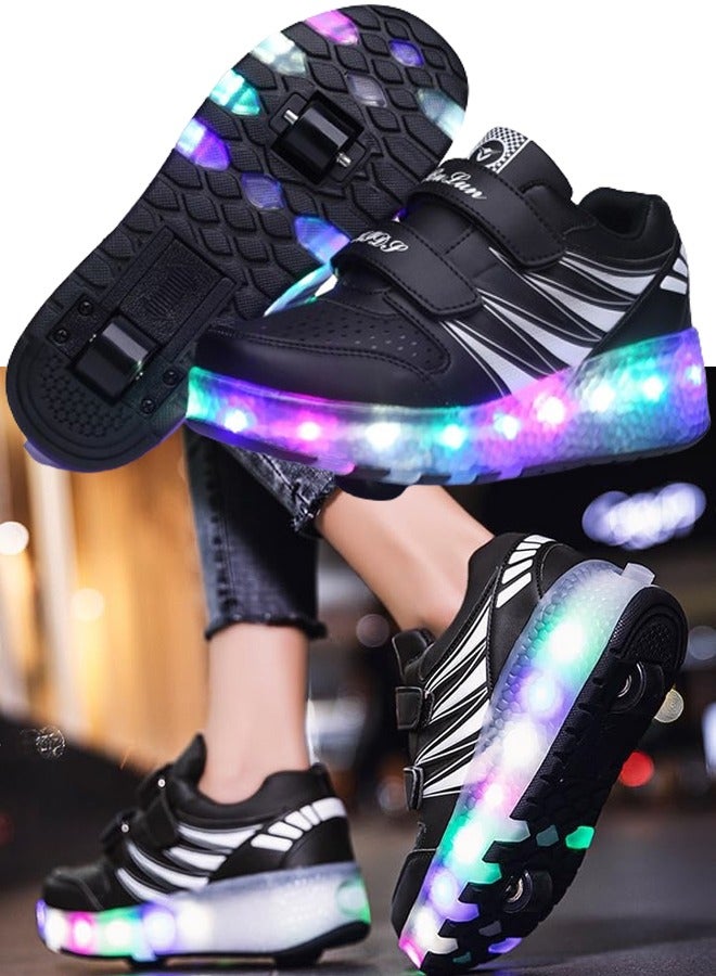 TAPIT Roller Skates Kids Roller Shoes Boys Girls Sneakers with Wheels Flashing Sport Sneaker Rechargeable Roller Skates Children's Gift (B) - Image 1