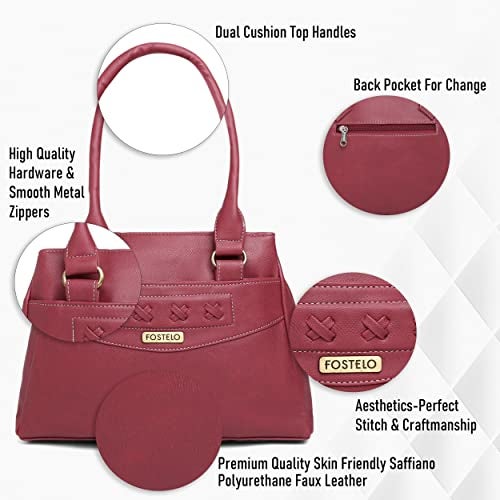 Fostelo Women's Kanye Nest Satchel Tote Handbag for Women | Ladies Purse | Stylish Shoulder Bag | Gift For Women | Maroon - Image 2