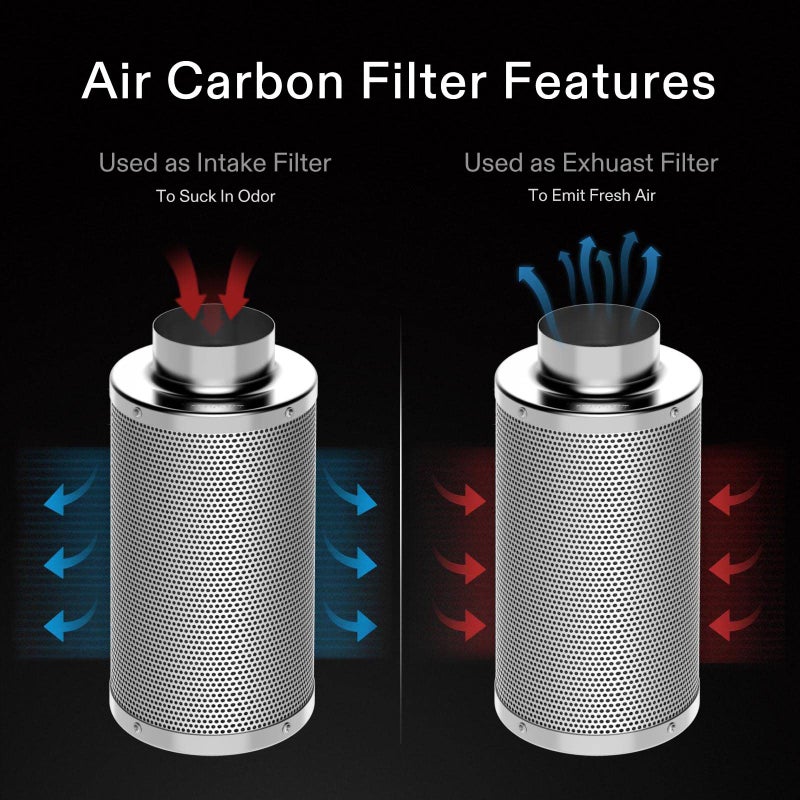 VIVOSUN 4 Inch Air Carbon Filter Smellines Control with Australia Virgin Charcoal for Inline Duct Fan, Grow Tent, Pre-filter Included, Reversible Flange 4" x 12" - Image 4