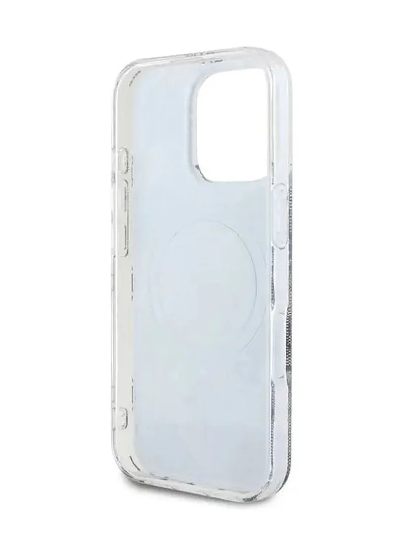 GUESS iPhone 16 Pro Max Magsafe Case IML 4G Design Hard Back Cover With Peony / Comfortable and Secure Grip / Easy Snap-On / Accurate Cutouts - Blue