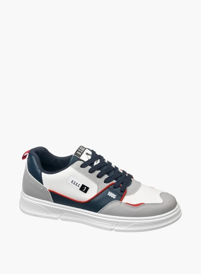 يو اس بولو اسن Men's Panelled Sneakers With Lace-Up Closure