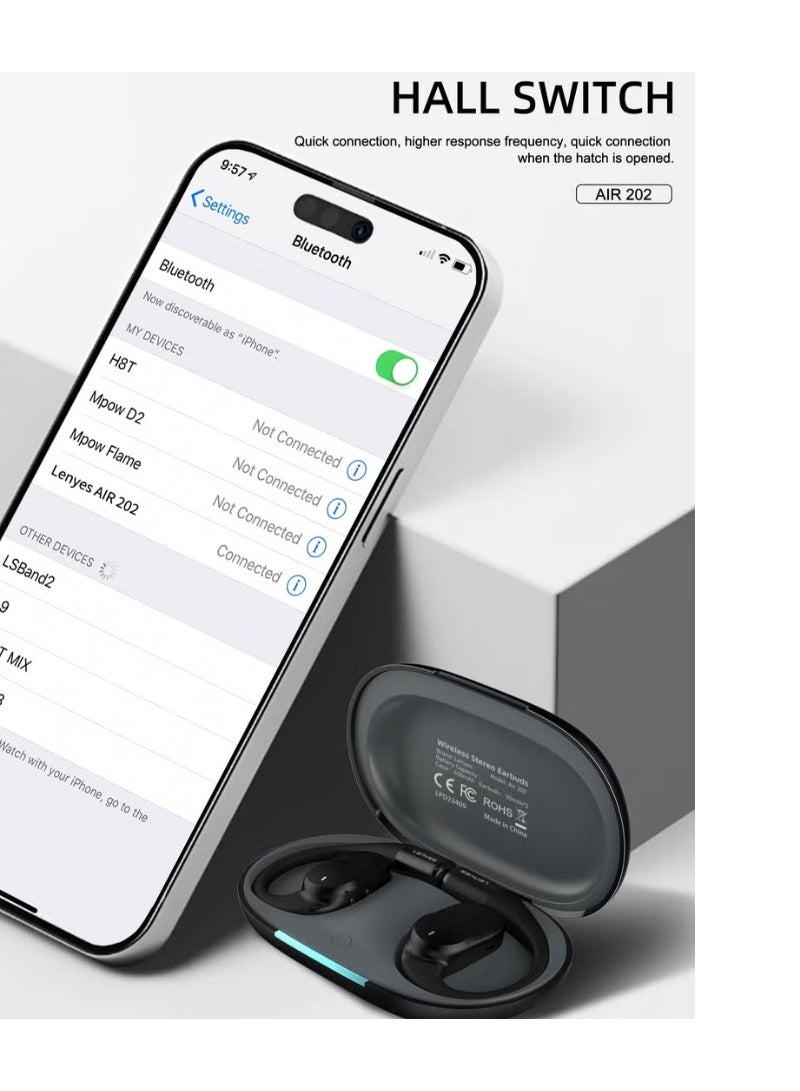 LENYES AIR202 Bluetooth 5.3 Open-Ear Wireless Headphones with Air Conduction Technology - Image 2