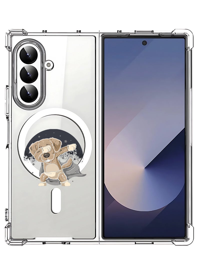 Theodor Magnetic Case for Samsung Galaxy Z Fold 7 Compatible with MagSafe Wireless Charging, Shockproof Phone Bumper Cover dab dog - Image 1