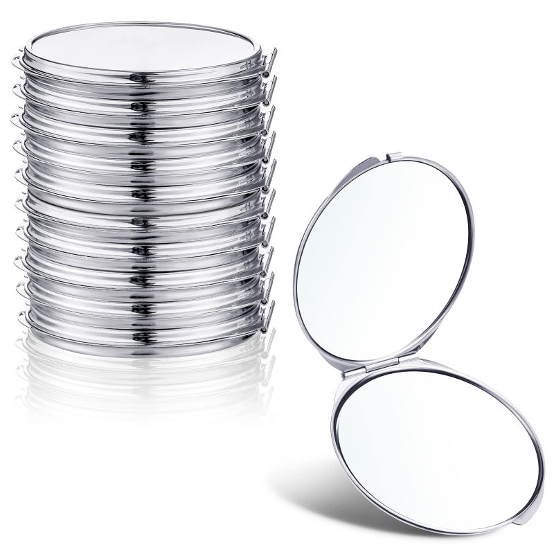 Yalikop Yalikop 8 Pcs Portable Folding Compact Mirror Bulk with 1X 2X Magnification Double Sided Mini Travel Makeup Mirror for Women Bridesmaid GiftsSilver 