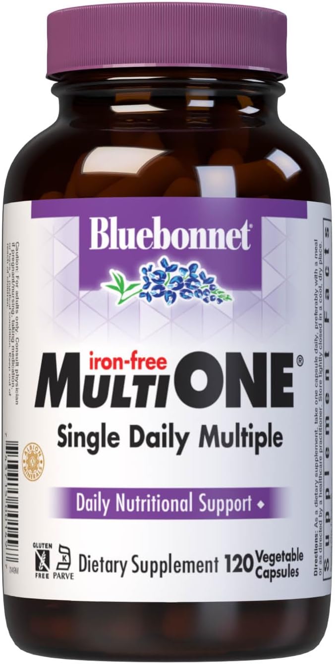 Bluebonnet Nutrition Multi One Iron Free Vegetable Capsules Complete Full Spectrum Multiple B Vitamins General Health Gluten Free Milk Free Kosher 120 Count - Image 1