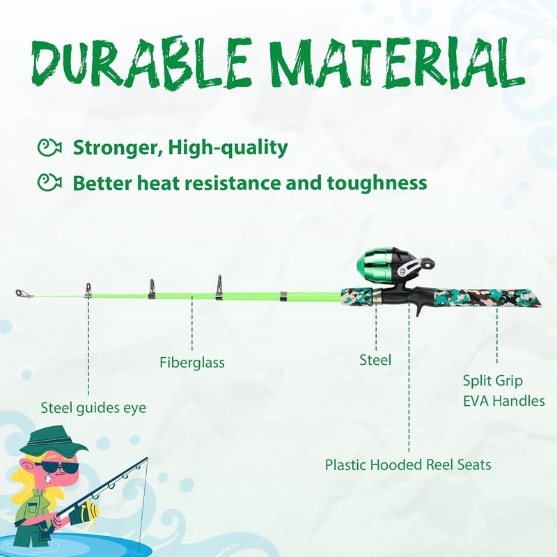 WIDDEN Kids Fishing Pole, Portable Telescopic Kids Fishing Poles for Boys and Girls, Fishing Rod and Reel Combo Kit with Tackle Box, and Fishing Net, Best Fishing Pole for Toddler Youth - Image 5