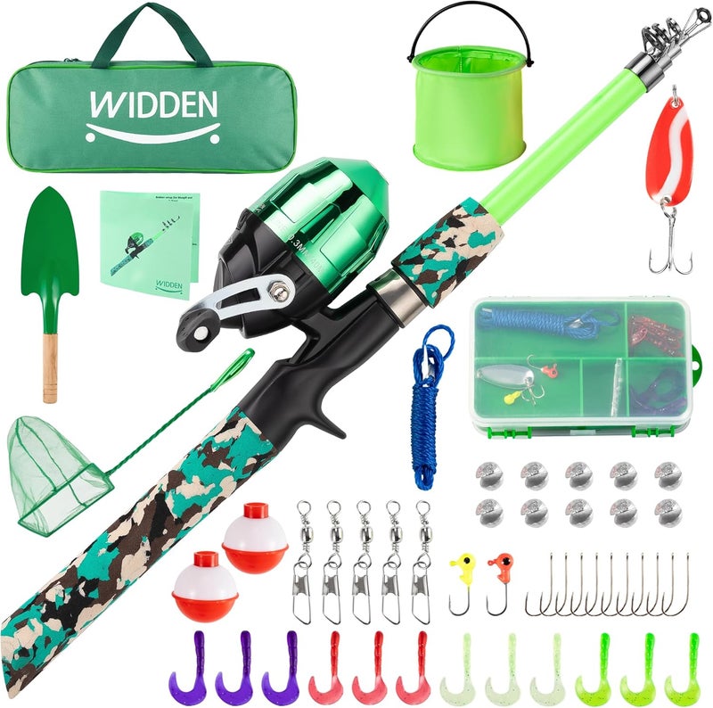 WIDDEN Kids Fishing Pole, Portable Telescopic Kids Fishing Poles for Boys and Girls, Fishing Rod and Reel Combo Kit with Tackle Box, and Fishing Net, Best Fishing Pole for Toddler Youth - Image 1