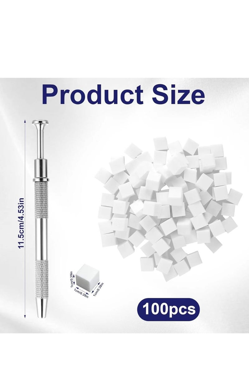 100 pieces of soft nail sponges are ideal for gradient colors, nail art sponge strips with a grip pen, flower-shaped nails, nail sponges, gradient color nail brushes, nail art tools and supplies, and home and salon nail art accessories. - Image 1