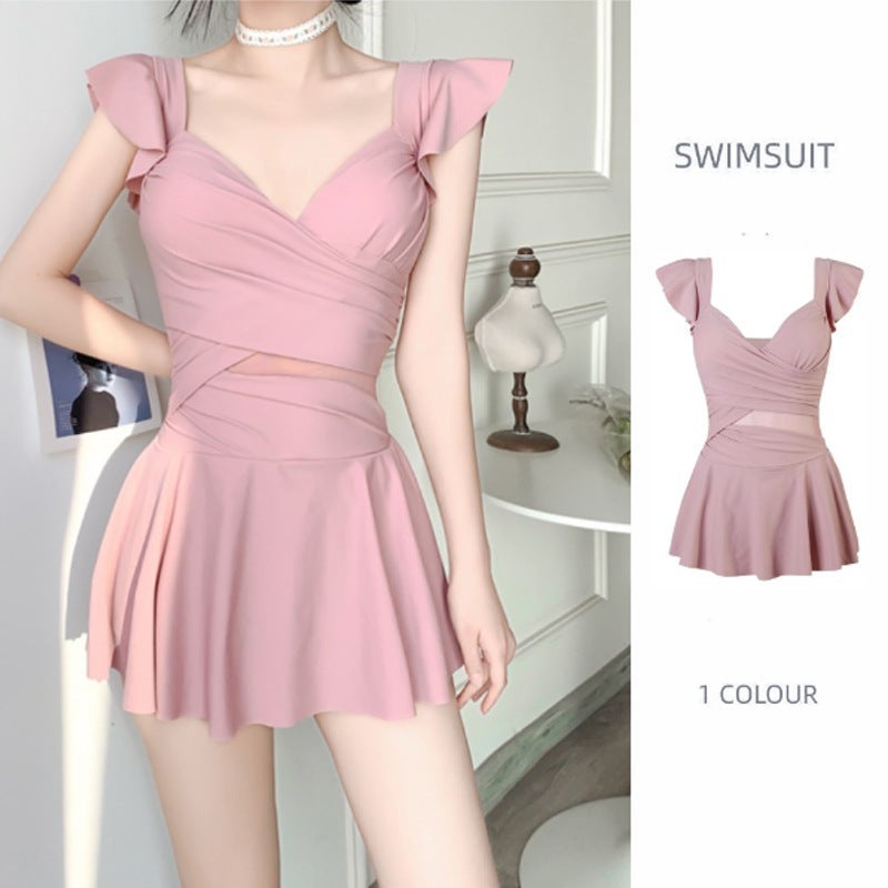 2026 New Women's One-Piece Swimsuit, Conservative Slimming Design with Belly Coverage, Elegant Korean Style for Hot  Springs - Image 1