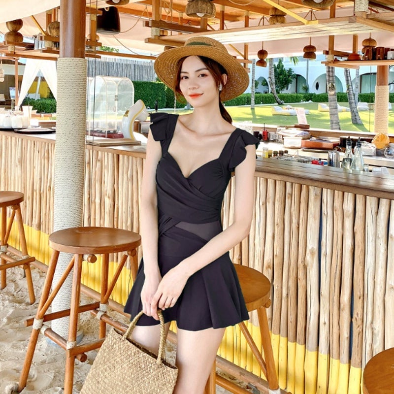 2026 New Women's One-Piece Swimsuit, Conservative Slimming Design with Belly Coverage, Elegant Korean Style for Hot  Springs - Image 3