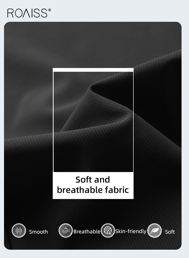 رويس بنطلون رياضي رجالي مستقيم فضفاض، بنطلون سريع الجفاف للرجال، بنطلون رياضي كاجوال من الحرير الجليدي، بنطلون صيفي رفيع ومرن للغاية، بنطلون رياضي أسود مع فتحات تهوية مريحة وسلسلة مفاتيح - Image 5