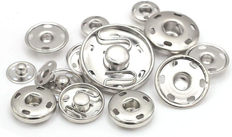 Enosea 55 Sets Sew-on Snap Buttons Metal Snap Fastener Durable Press Studs Buttons for Sewing Clothing, 4 Sizes (Silver) - Image 4