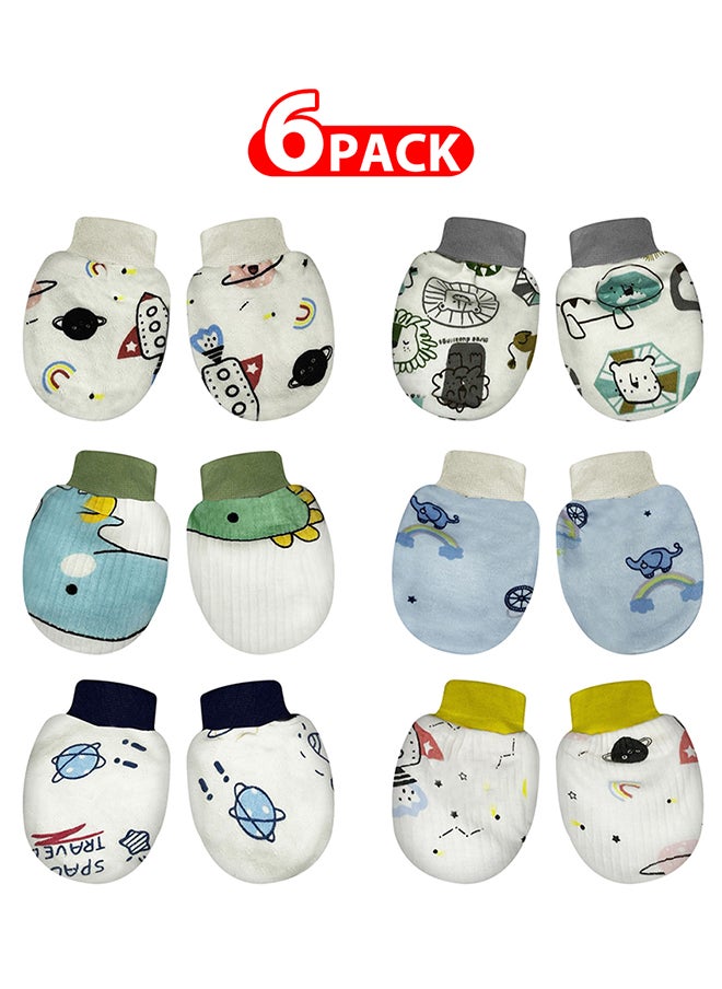 MARGOUN 6 Packs Newborn Baby Mittens Anti Scratch Baby Mittens No Scratch Mittens Baby Gloves for 0-6 Months Boys Girls Multicolour  - Image 1