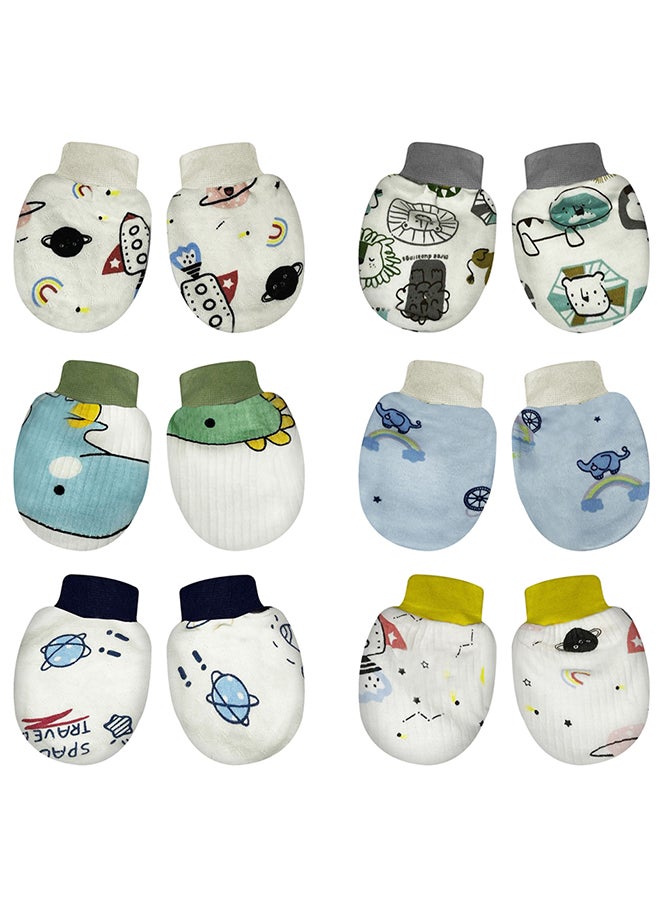 MARGOUN 6 Packs Newborn Baby Mittens Anti Scratch Baby Mittens No Scratch Mittens Baby Gloves for 0-6 Months Boys Girls Multicolour  - Image 2