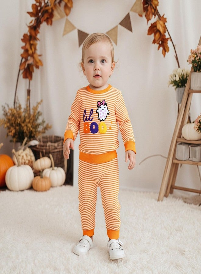 Giraropa Baby Girl Halloween Outfit My First Halloween Waffle Long Sleeve Sweatshirt Pants Cute Infant Fall Winter Clothes (Orange, 3-6 Months) - Image 4