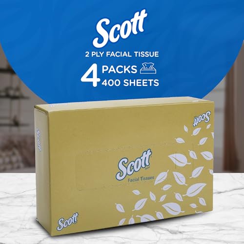 SCOTT ® Facial Tissue Box 60044 - 2 ply Flat Box Facial Tissue - 4 Tissue Boxes x 100 Face Tissues - Sheet Size 15.7 x 21 cm (400 facial tissue) - Image 2