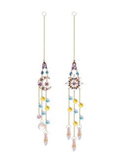 SYOSI 2 Pcs Crytsal Suncatcher Amethyst Decor Sun and Moon Pendant Wall Decor for Window Moon Dream Catchers with Crystals Rainbow Maker Garden Indoor Outdoor Home Decorations  - Image 1