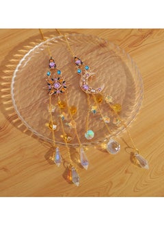 SYOSI 2 Pcs Crytsal Suncatcher Amethyst Decor Sun and Moon Pendant Wall Decor for Window Moon Dream Catchers with Crystals Rainbow Maker Garden Indoor Outdoor Home Decorations  - Image 4