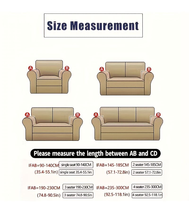 1pc Cream Color Thickened Wavy Jacquard Skirt Style Sofa Cover With Anti Slip Fixing Rod For Four Seater Sofa 92 52 To 116 14 Inch - Image 4