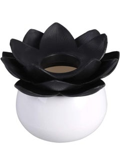 klarako Lotus Cotton Swab Holder Cotton Swabs Bud Case Small Qtips Box Toothpicks Container Storage Box Organizer Jar Black 