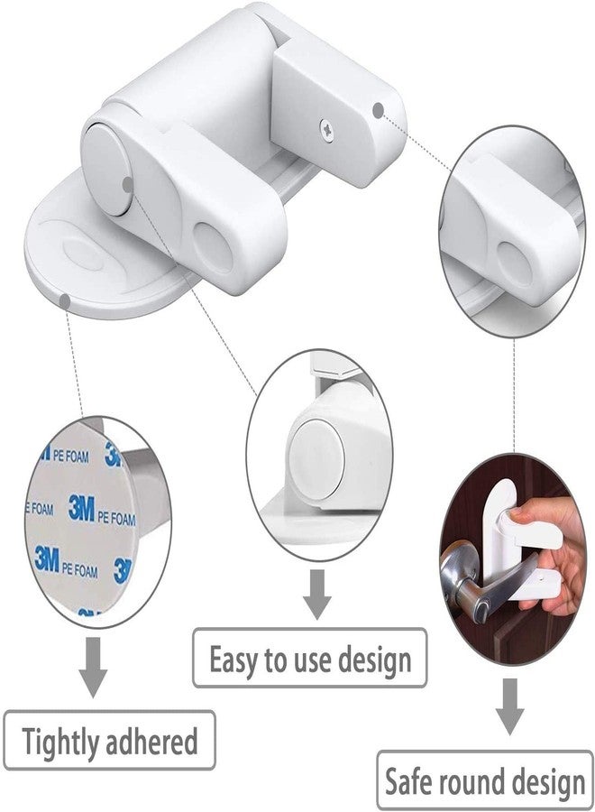 LAFILLETTE Baby Safety Door Handle Locks, Child Proof Door Lever Locks with 3M Adhesive for Kids Toddler Safety, Child Proof Locks for Room Doors Windows Cupboards and Drawers (White) - Image 3