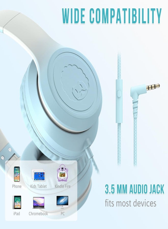 rockpapa L22 Wired Headphones for Kids Girls Boys Women with Microphone, Foldable Stereo 3.5mm Corded Headphones for School Classroom Chromebooks Computer Laptop Phone Airplane (Blue) - Image 5
