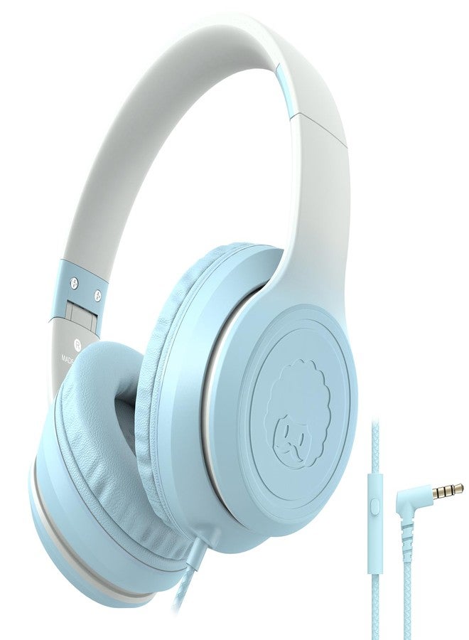 rockpapa L22 Wired Headphones for Kids Girls Boys Women with Microphone, Foldable Stereo 3.5mm Corded Headphones for School Classroom Chromebooks Computer Laptop Phone Airplane (Blue) - Image 1