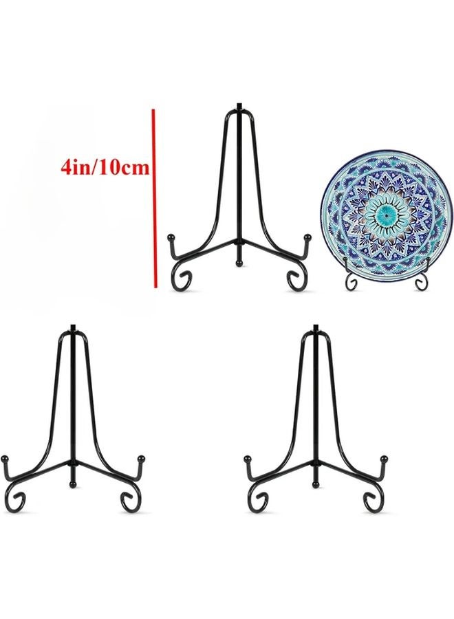 3 Packs 4in Black Iron Easel Stand Set Vintage Style Display Holder For Frames - Image 1