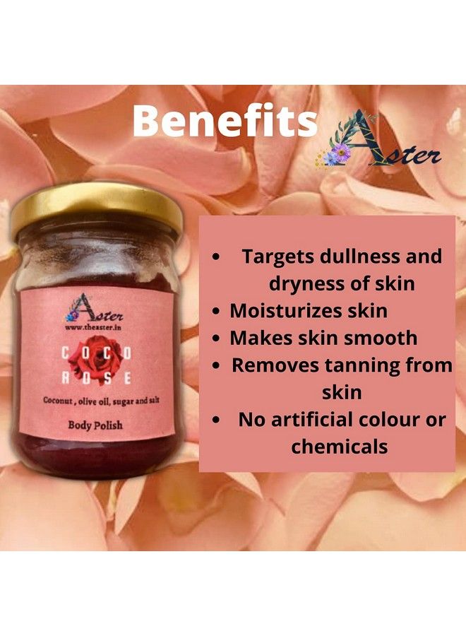 Aster Coco Rose Scrub Body Scrub Rose Scrub Handmade Gentle Exfoliation Exfoliation & Cleansing For Glowing Smooth And Soft Skin No Paraben & Sls Body Polish 100 Gms - Image 5