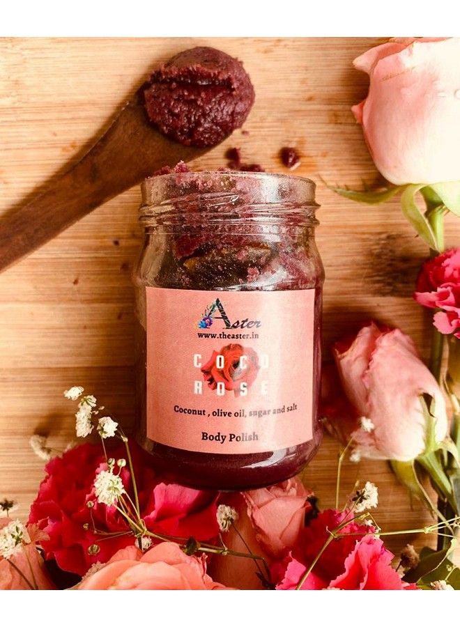 Aster Coco Rose Scrub Body Scrub Rose Scrub Handmade Gentle Exfoliation Exfoliation & Cleansing For Glowing Smooth And Soft Skin No Paraben & Sls Body Polish 100 Gms - Image 3