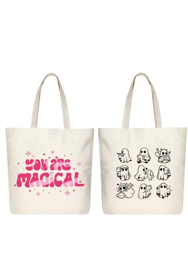 Durable Cotton Canvas Tote Bags with Zipper Closure - Set of 2 Stylish Eco Bags for Women, Girls, Work, Travel, Shopping Pack of 2 - Image 1