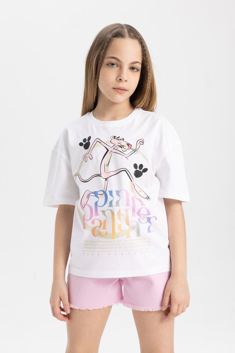 DeFacto Girl Pink Panther Oversize Fit Short Sleeve T-Shirt - Image 3