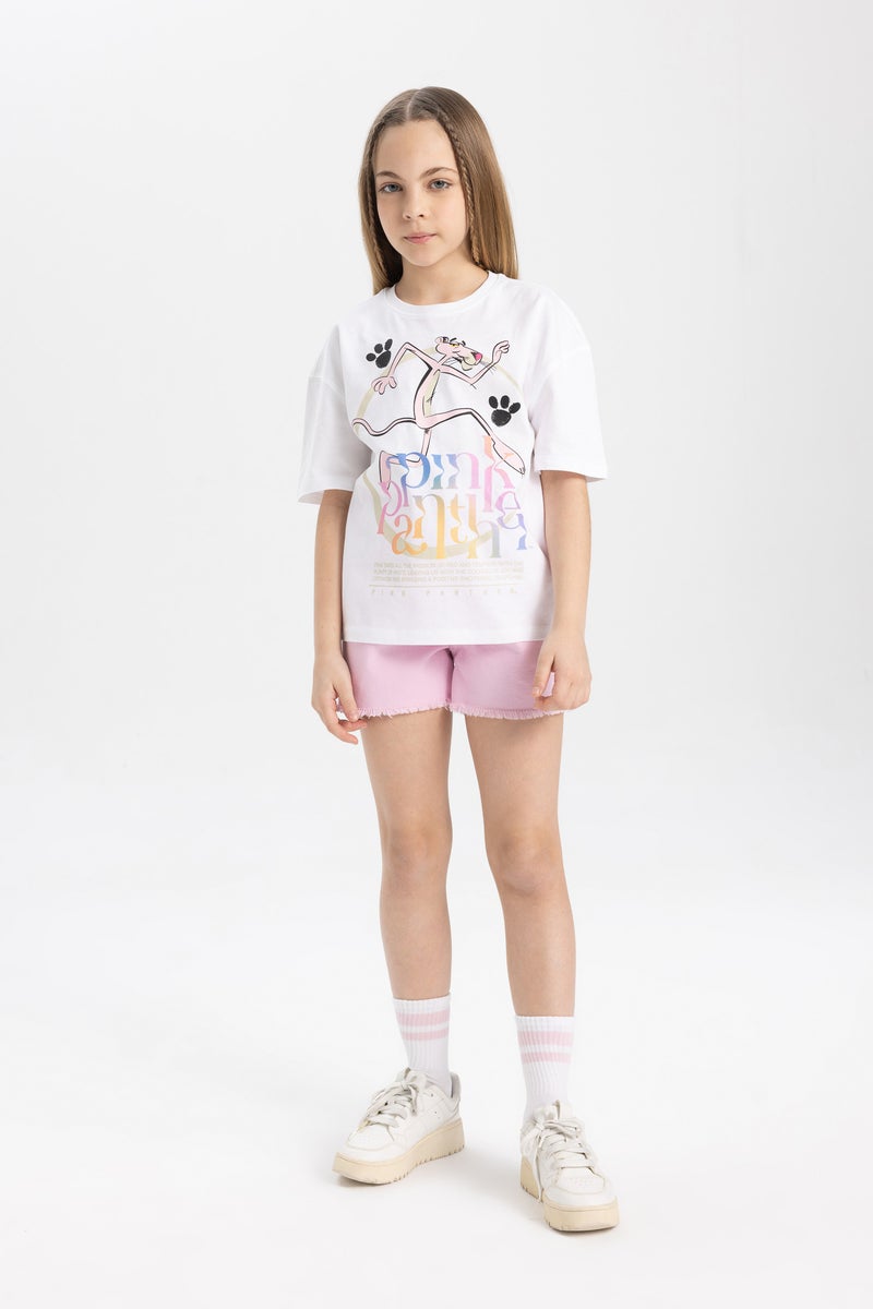 DeFacto Girl Pink Panther Oversize Fit Short Sleeve T-Shirt - Image 4