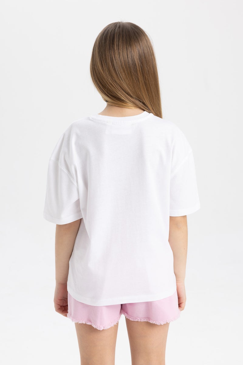 DeFacto Girl Pink Panther Oversize Fit Short Sleeve T-Shirt - Image 5