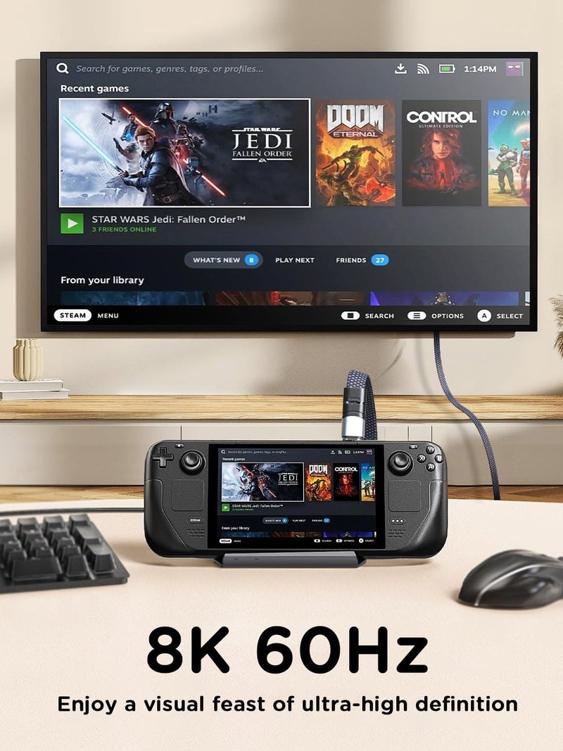 TERRIFI كابل USB-C إلى USB-C قصير مسطح بطول 20 سم/8 بوصة، كابل من نوع TYPE-C إلى C مع نقل بيانات بسرعة 40 جيجابت في الثانية وشحن سريع بقدرة 240 واط PD ودقة 8K@60Hz، متوافق مع iPhone 15 Pro Max وأقراص SSD الخارجية وأجهزة MacBook وiPad - Image 2