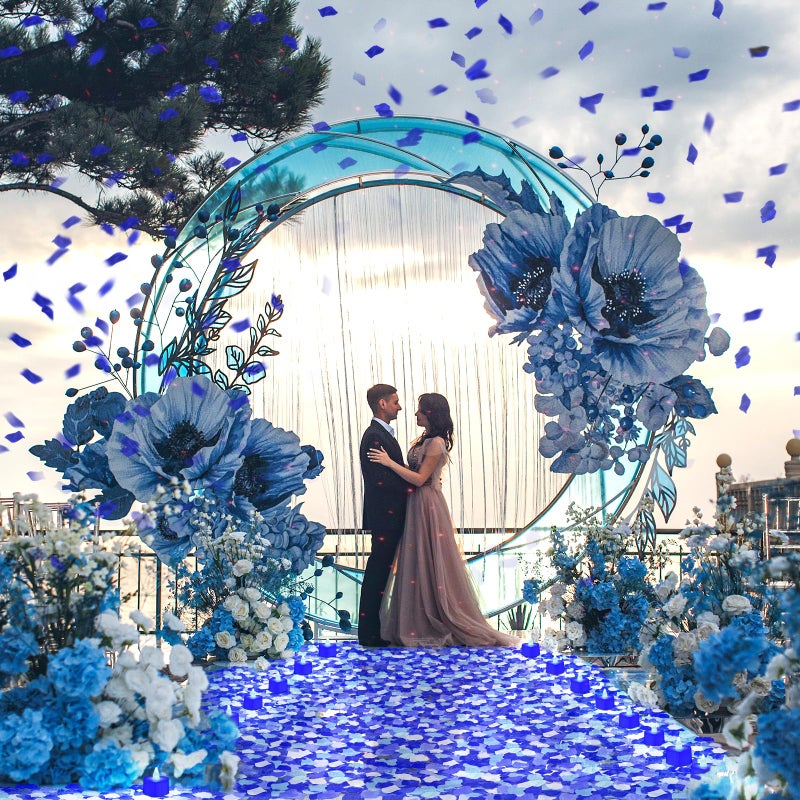 VIHOSE 4000 Pcs Artificial Rose Petals with 24 Pcs LED Tea Lights Candles Flameless LED Candles Fake Rose Petals for Wedding Birthday Party(Blue Light, Vivid Color Petal) - Image 3