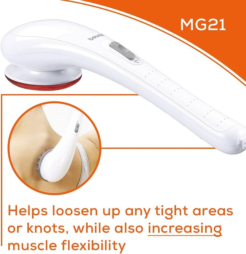Beurer Deep Tissue Massager  Handheld Massager  Neck and Back Massager with Heat  3 Interchangeable Attachments  Soothing Vibration Massage MG21 - Image 3