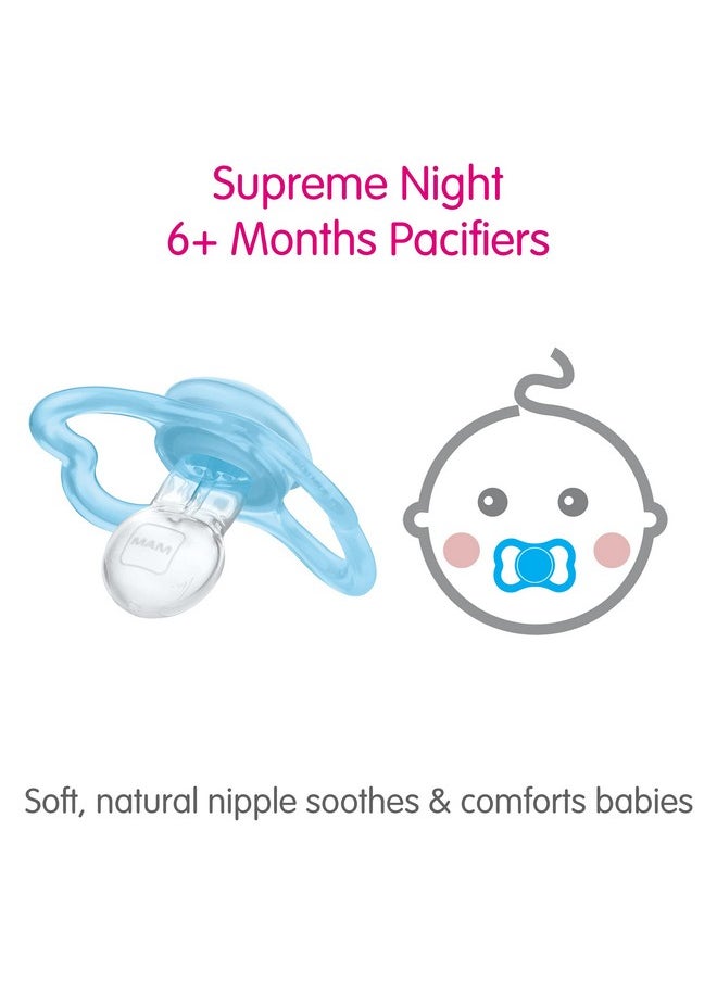 MAM Supreme Night Baby Pacifier For Sensitive Skin Patented Nipple 2 Pack 616 Months Boy  - Image 5