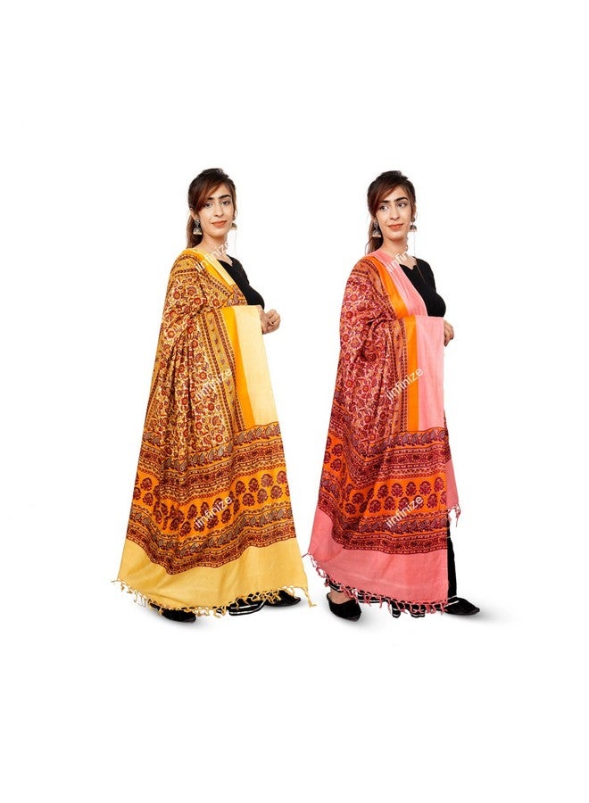 iinfinize iinfinize Latest Stylish Stole Women Girls Premium Cotton Silk Dupatta Designer 2 Pcs Printed Stole Shawl Tassles - Image 1