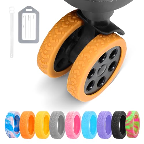 DIGIGRE Luggage Wheel Covers, 8 PCS Silicone Wheel Protector Covers for 2-2.6 inches 8-Spinner Wheels, Wear-Resistant, Anti-Noise Wheel Covers for Luggage, Suitcases or Office Chair Caster Wheels (Orange) - Image 1