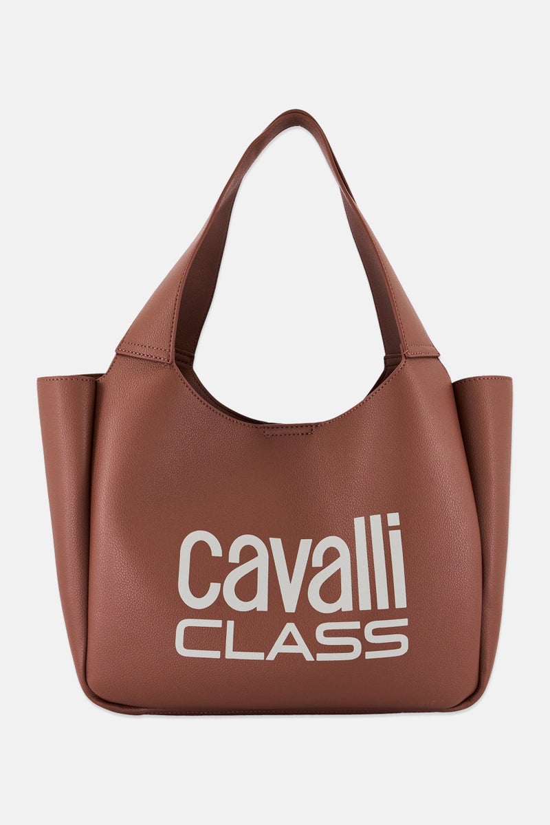 Cavalli Class Women Brand Logo HandBag, Brown  - Image 1
