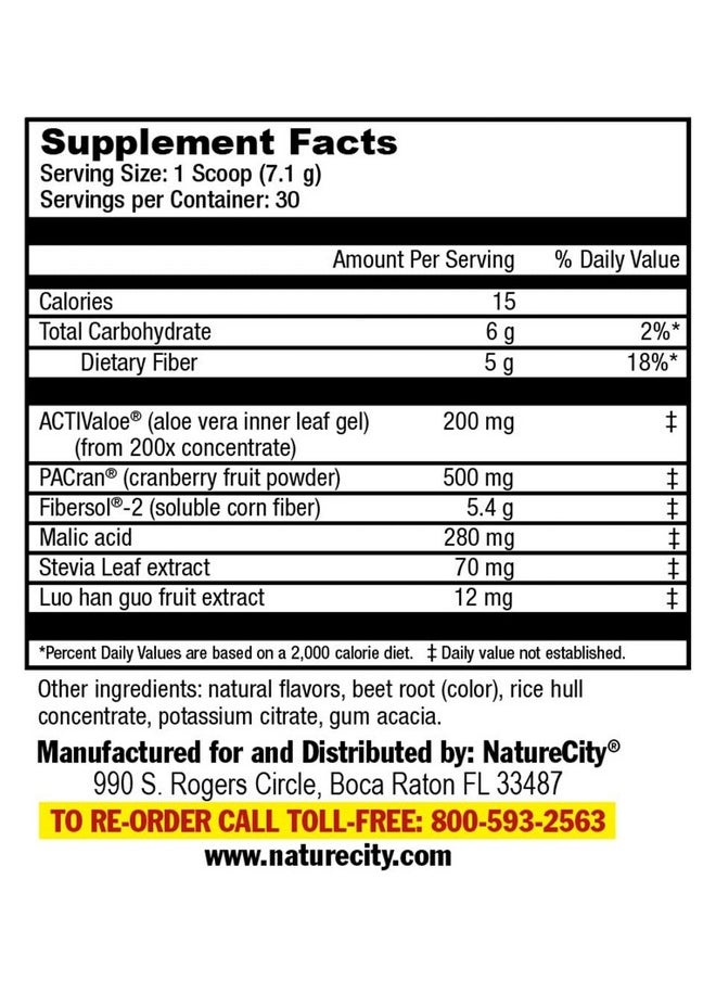 NatureCity Aloecran Sugar Free Cranberry Drink Mix Powder Aloe Drink Zero Sugar 30 Servings  - Image 3